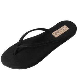 Flojos Ladies Fiesta Black Velour Flip Flops sz 6